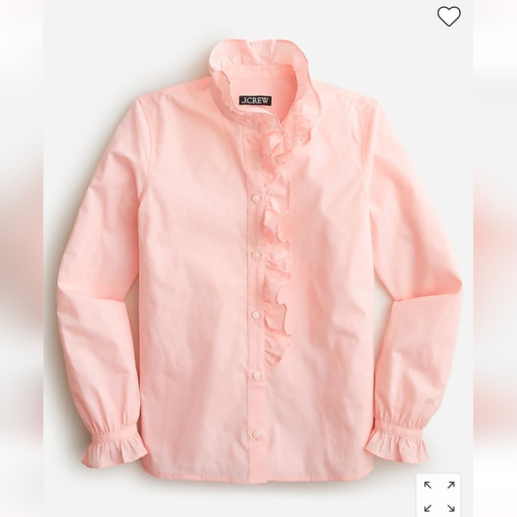 J.Crew Pink Ruffle Button Up / Button Down - Picture 1 of 6